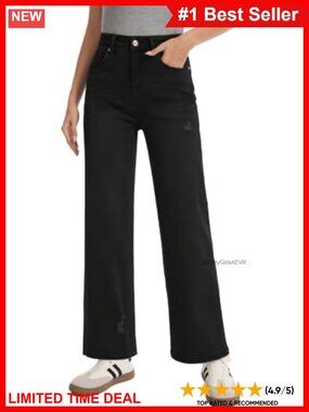 High Waisted Wide Leg Baggy Jeans Ripped Denim Pants